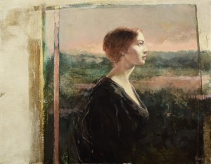Antoni CYGAN (UR. 1964), Dziewczyna na tle pejzażu, 1990