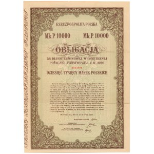 5% Poż. Długoterminowa 1920, Obligacja na 10.000 mkp - mały numerator
