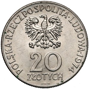 Próba NIKIEL 20 złotych 1974 XXV lat RWPG - gładkie