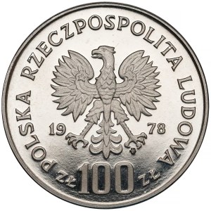 Próba NIKIEL 100 złotych 1978 Adam Mickiewicz - głowa - drobny destrukt