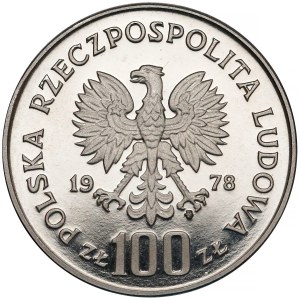 Próba NIKIEL 100 złotych 1978 Adam Mickiewicz - głowa - drobny destrukt