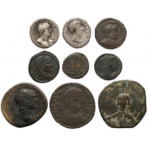 Roman and Byzantine Empire, lot of 9 AE and AR issues 