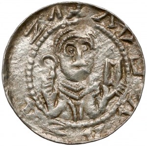 Władysław II Wygnaniec, Denar - Książę i Biskup - palisada i miecz