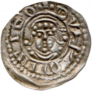 Mieszko III, Brakteat łaciński, Gniezno - Głowa w mitrze - RZADKOŚĆ