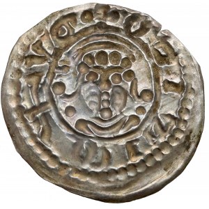 Mieszko III, Brakteat łaciński, Gniezno - Głowa w mitrze - RZADKOŚĆ