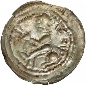 Mieszko III, Brakteat łaciński - Książe na koniu - napis odwrotnie