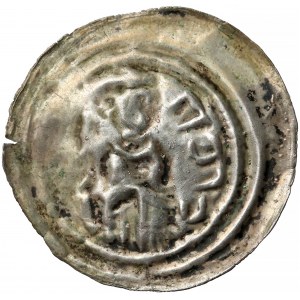 Mieszko III, Brakteat hebrajski, Kalisz - postać z gałązką - b. rzadki