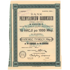 Bank Przemysłowców Radomskich, Em.1, 10x 1.000 mkp 1922