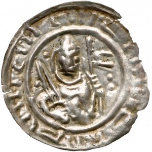 Mieszko III, Brakteat hebrajski - Książę z mieczem i chorągwią - RZADKI