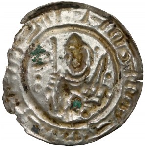 Mieszko III, Brakteat hebrajski - Książę z mieczem i chorągwią - RZADKI