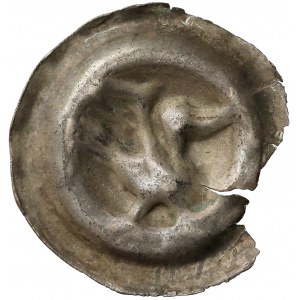 Brakteat guziczkowy (XIII-XIV w.) - Łabędź - ptak kroczący w prawo - rzadki