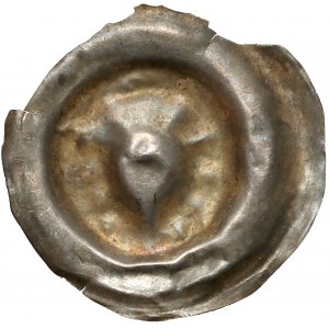 Brakteat guziczkowy (XIII/XIV w.) - Głowa w Koronie 