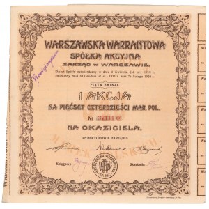 Warszawska Warrantowa Sp. Akc., Em.5, 540 mkp 1922
