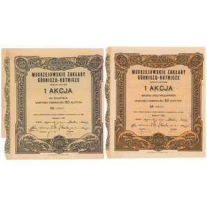 Modrzejowskie Zakłady Górniczo-Hutnicze, 50 zł 1927 - okaziciel i imienna uprzyw. (2szt)