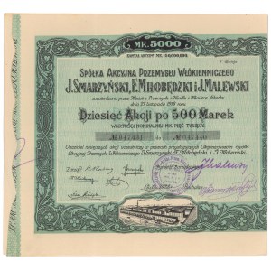 Przemysł Włókienniczy J.Smarzyński, F.Miłobędzki..., Em.5, 10x 500 mkp 1922