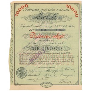 Fabryka Gwoździ i Drutu Ćwiek, 10x 1.000 mkp 1921