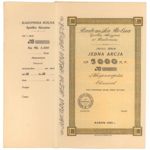 Radomska Rolna, Em.2, 5.000 mkp 1922 - blankiet