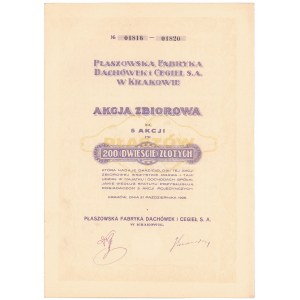 Płaszowska Fabryka Dachówek i Cegieł , 5x 200 zł 1926