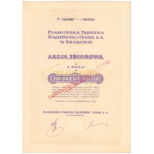 Płaszowska Fabryka Dachówek i Cegieł, 5x 200 zł 1926 - przewalutowana