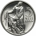 KAŁKOWSKI, Rybak 5 złotych 1958 - wąska 8 - WYŚMIENITY