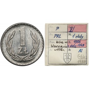 KAŁKOWSKI, 1 złoty 1949 - bity w WARSZAWIE w 1956 r.