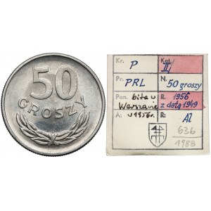 KAŁKOWSKI, 50 groszy 1949 Al - bita w WARSZAWIE w 1956 r.