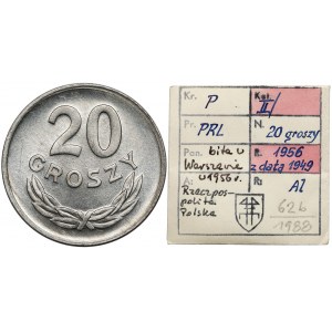 KAŁKOWSKI, 20 groszy 1949 Al - bita w Warszawie w 1956 r.