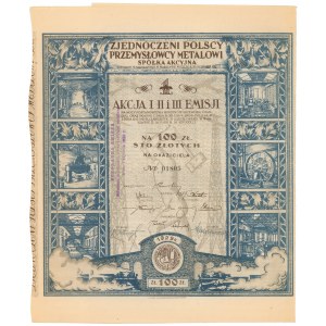 Zjednoczeni Polscy Przemysłowcy Metalowi, Em.1-3, 100 zł 1929 - na okaziciela