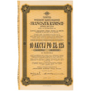 Fabryka Wyrobów Bawełnianych Franciszek Ramisch, 10x 125 zł 1933