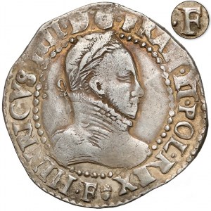 (F•) Henryk Walezy, 1/2 franka (demi franc) 1587, Anger