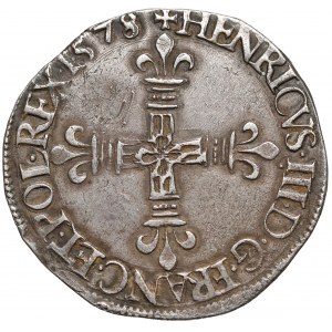 (H•) Henryk Walezy, 1/4 ecu (quart d'écu) 1578, La Rochelle