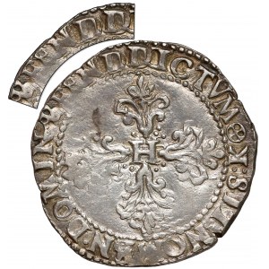(K) Henryk Walezy, 1/2 franka (demi franc) 1587, Bordeaux - z BŁĘDEM