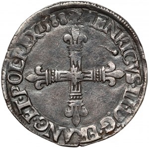 (T) Henryk Walezy, 1/4 ecu (quart d'écu) 1588, Nantes