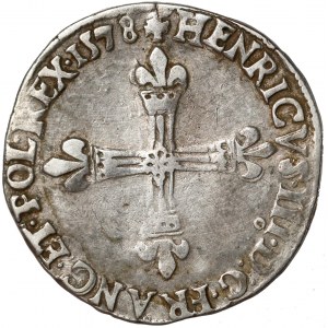 (9) Henryk Walezy, 1/4 ecu (quart d'écu) 1578, Rennes