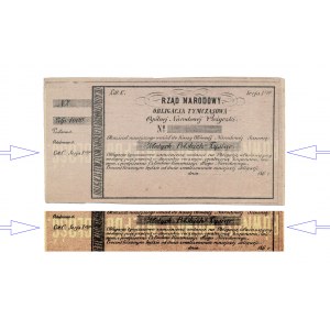 Powstanie Styczniowe, Obligacja tymczasowa 1.000 złotych 1863 - ODWRÓCONY poddruk