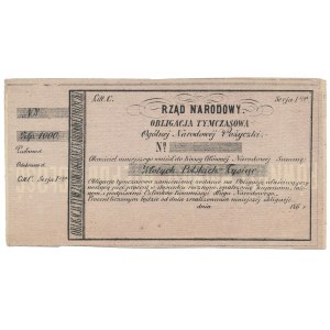 Powstanie Styczniowe, Obligacja tymczasowa 1.000 złotych 1863 - ODWRÓCONY poddruk