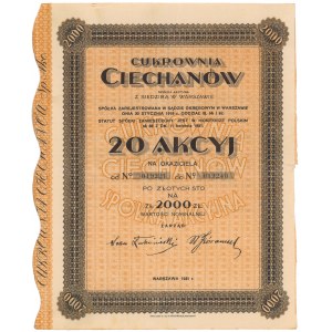 Cukrownia Ciechanów, 20x 100 zł 1931 - na okaziciela