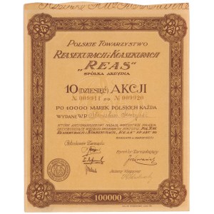 Polskie Tow. Reasekuracji i Koasekuracji Reas, 10x 10.000 mk 1923