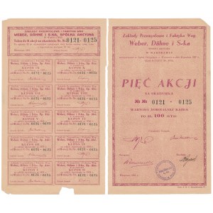 Zakłady Przemysłowe i Fabryka Wag Weber, Dahne i S-ka, 5x 100 zł 1931
