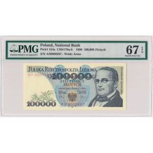 100.000 złotych 1990 - niski numer - AS 0000207