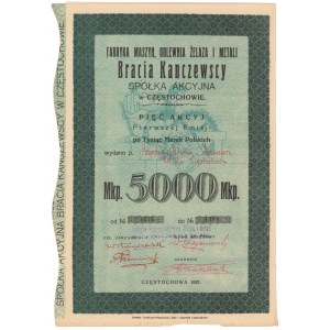 Fabryka Maszyn, Odlewnia Żelaza... Bracia Kanczewscy, Em.1, 5x 1.000 mkp 1921