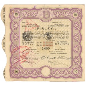 Lubelska Fabryka Portland-Cementu Firley, 10x 500 mk 1921