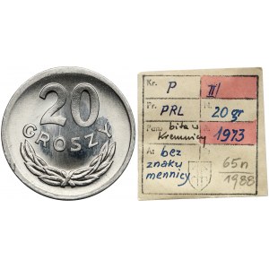 KAŁKOWSKI, 20 groszy 1973 bez znaku
