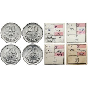 KAŁKOWSKI, 20 groszy 1957-1969 (4szt) - w tym wąska data '57