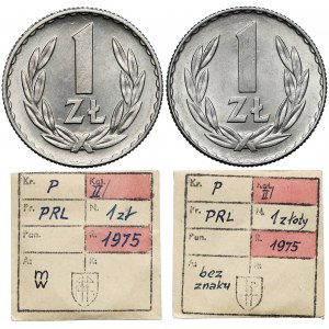 KAŁKOWSKI, 1 złoty 1975 - z i bez znaku (2szt)