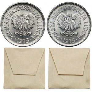 KAŁKOWSKI, 1 złoty 1975 - z i bez znaku (2szt)