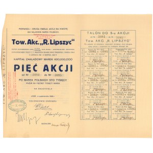Tow. Akc. R. Lipszyc, Em.1 i 2, 5x 100.000 mk 1923