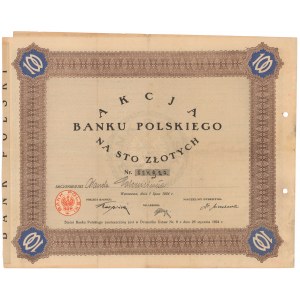 Bank Polski, Em.1, 100 zł 1924 - numer wypisany odręcznie