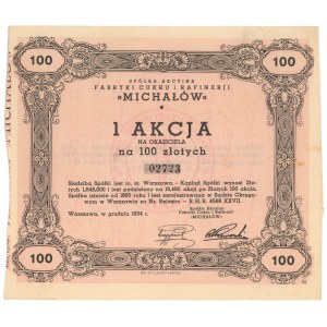 Fabryka Cukru i Rafinerji Michałów, 100 zł 1934