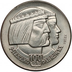 Próba NIKIEL 100 złotych 1960 Mieszko... głowy małe - duży orzeł